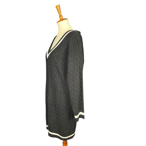 J for Justify Black Sweater Dress Women 1X V-Neck Cable Knit Preppy Bodycon NWT - Picture 5 of 13